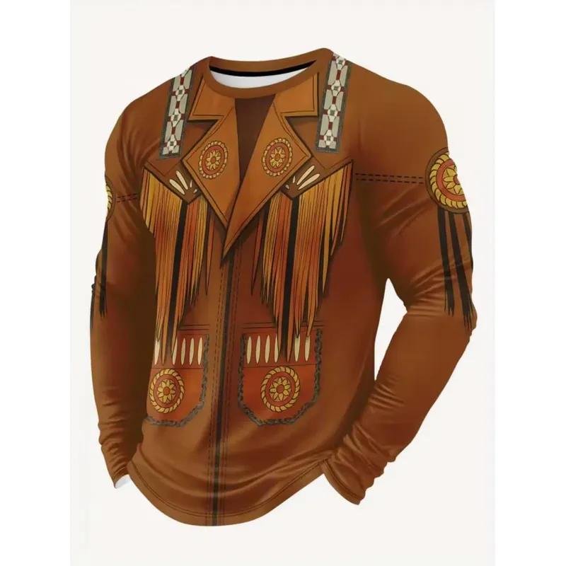 Men'S Fashion T Shirts - 3D Print Casual Long Sleeve Men