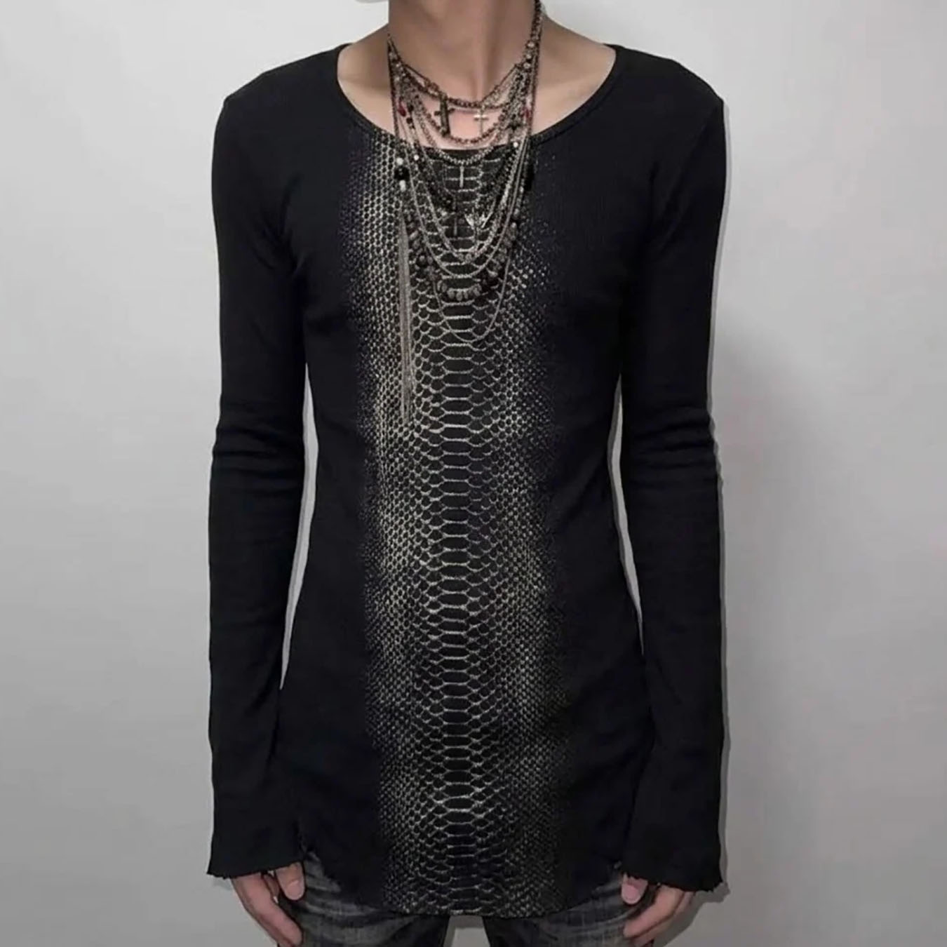 Mens Fashion Summer - Autumn Retro Subculture Python Pattern T-shirt