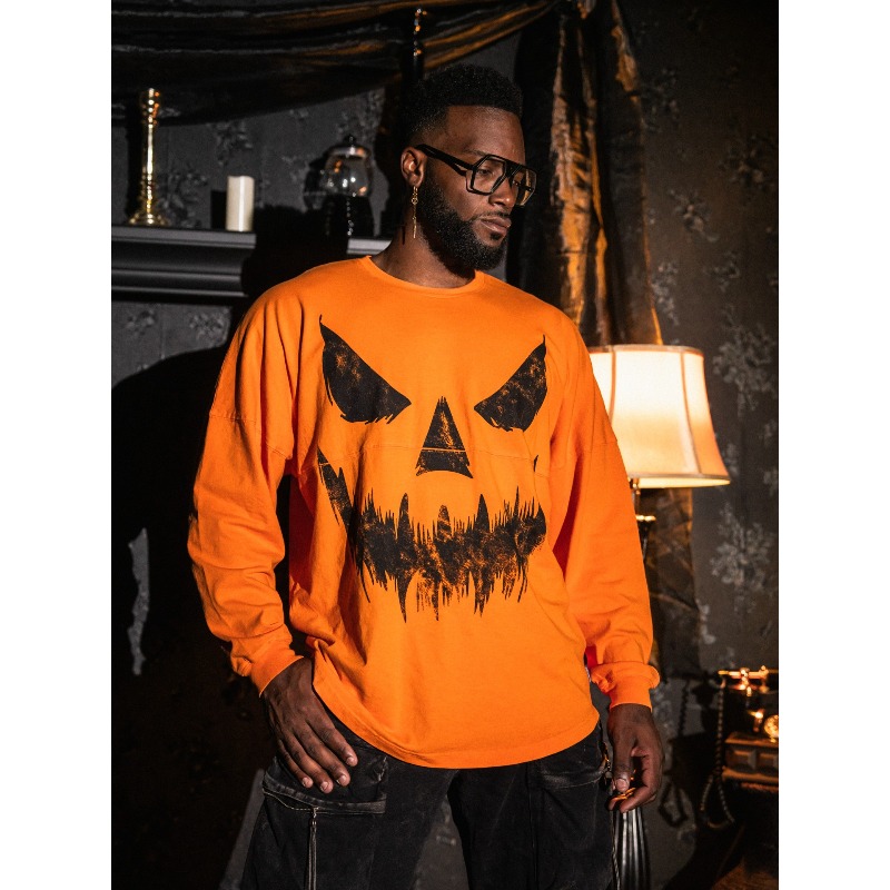 Halloween Pumpkin Ghost Face L - Men'S Fashion T Shirts review and price
