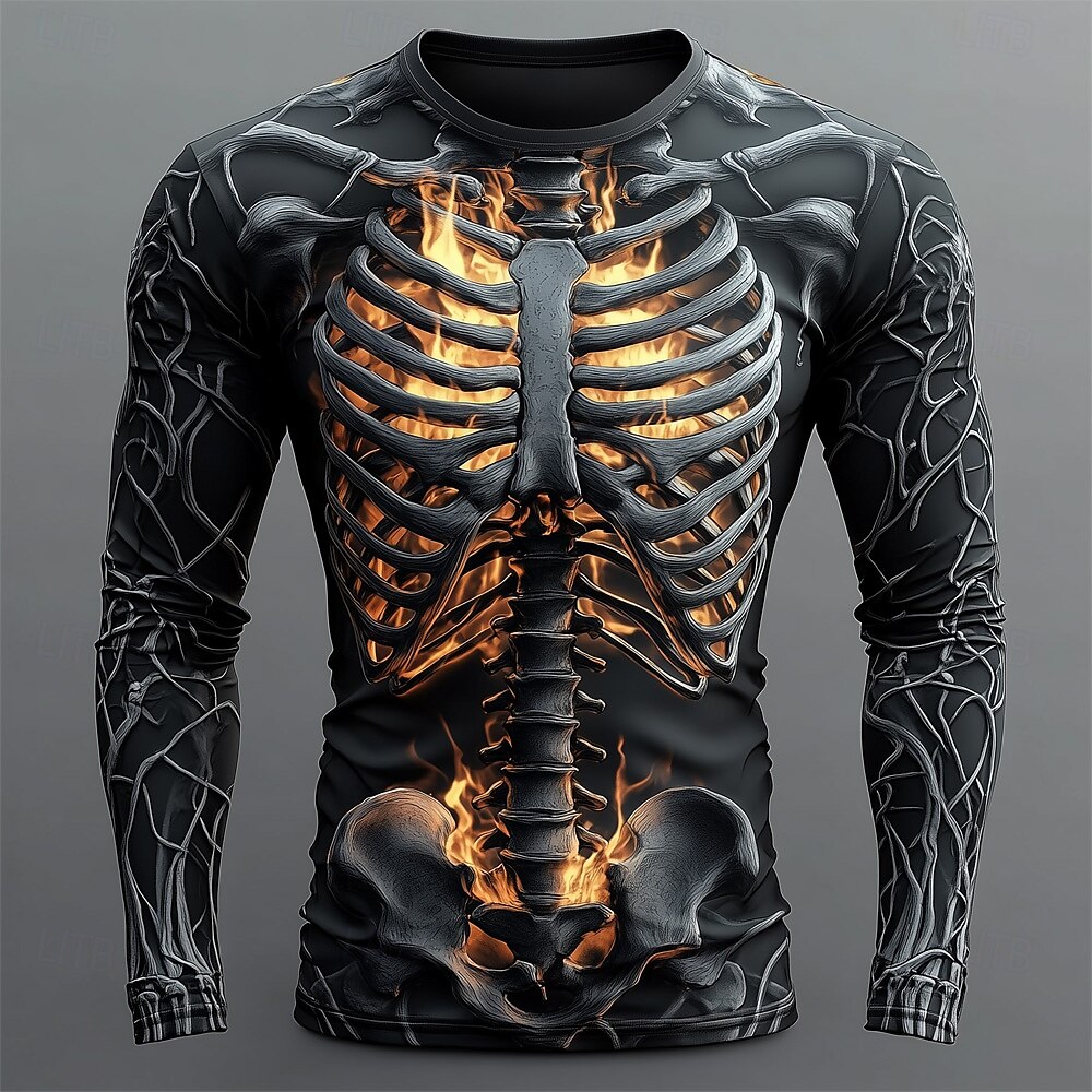 Men's 3D Flame Skull Pattern T - Men'S Fashion T Shirts review and price