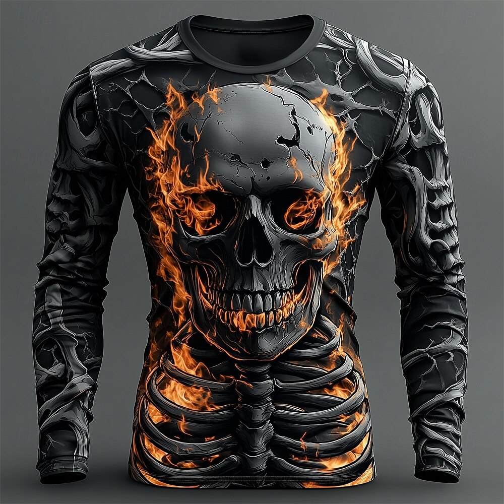 Men's 3D Flame Skull Pattern T - Men'S Fashion T Shirts review and price