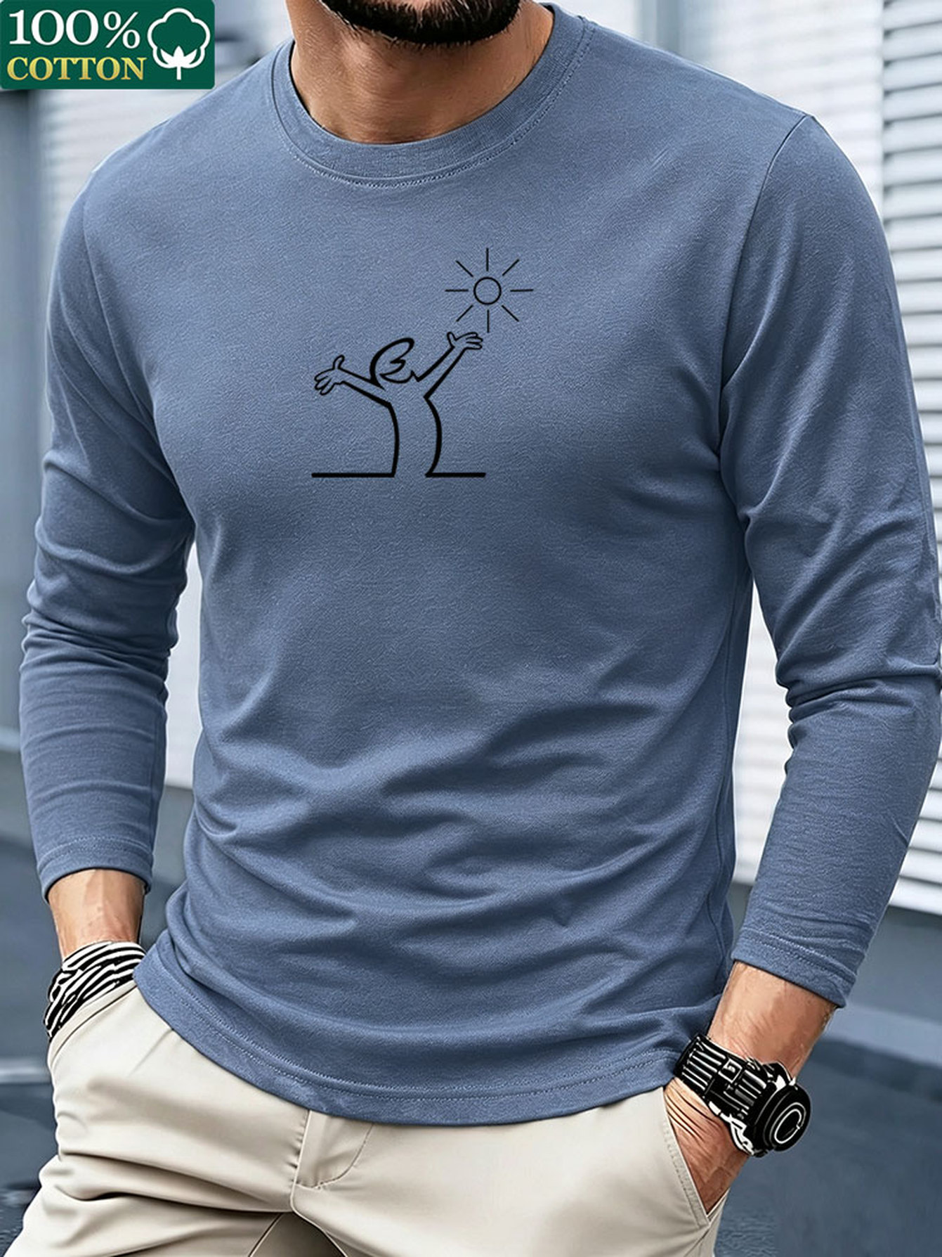 Men 100% Cotton Long Sleeve T  - Men'S Fashion T Shirts review and price