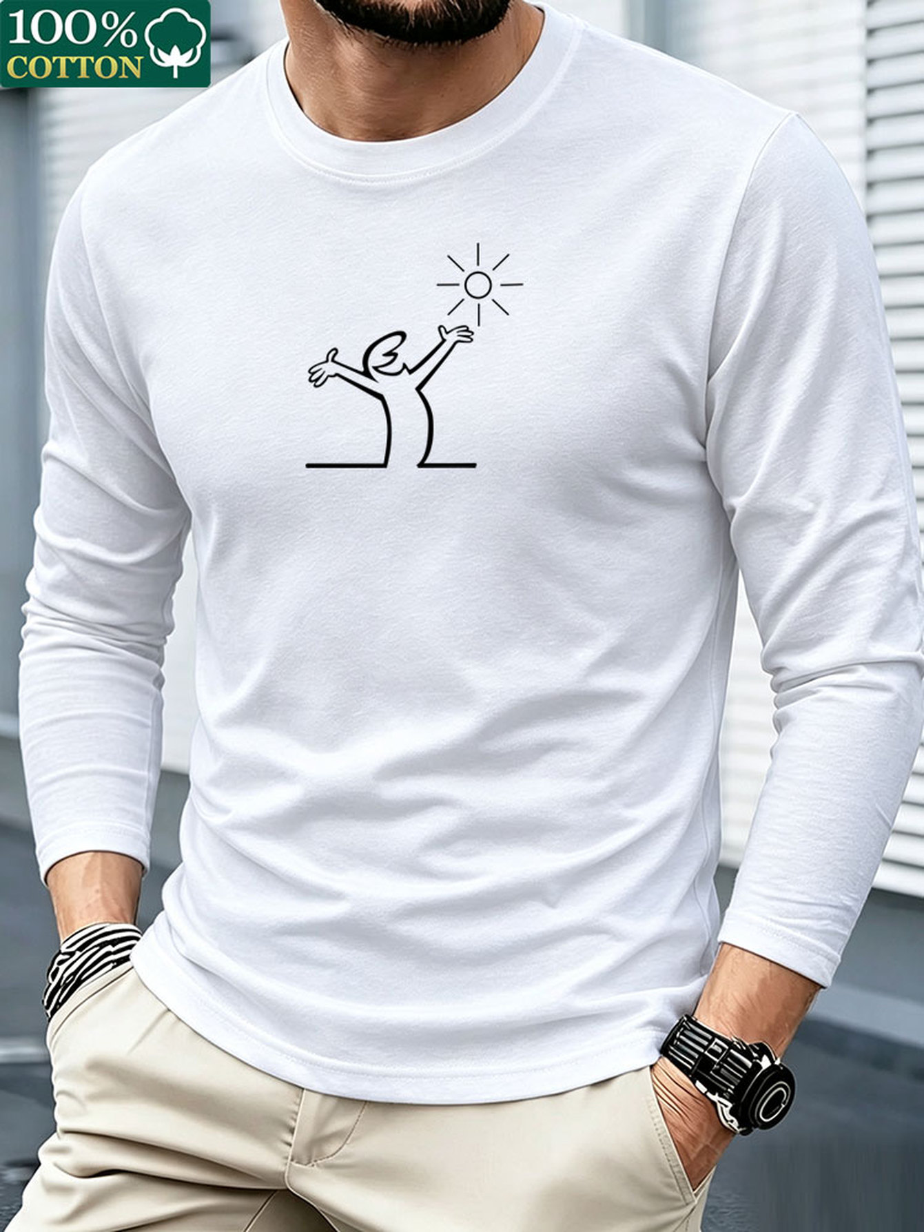 Men 100% Cotton Long Sleeve T  - Men'S Fashion T Shirts review and price
