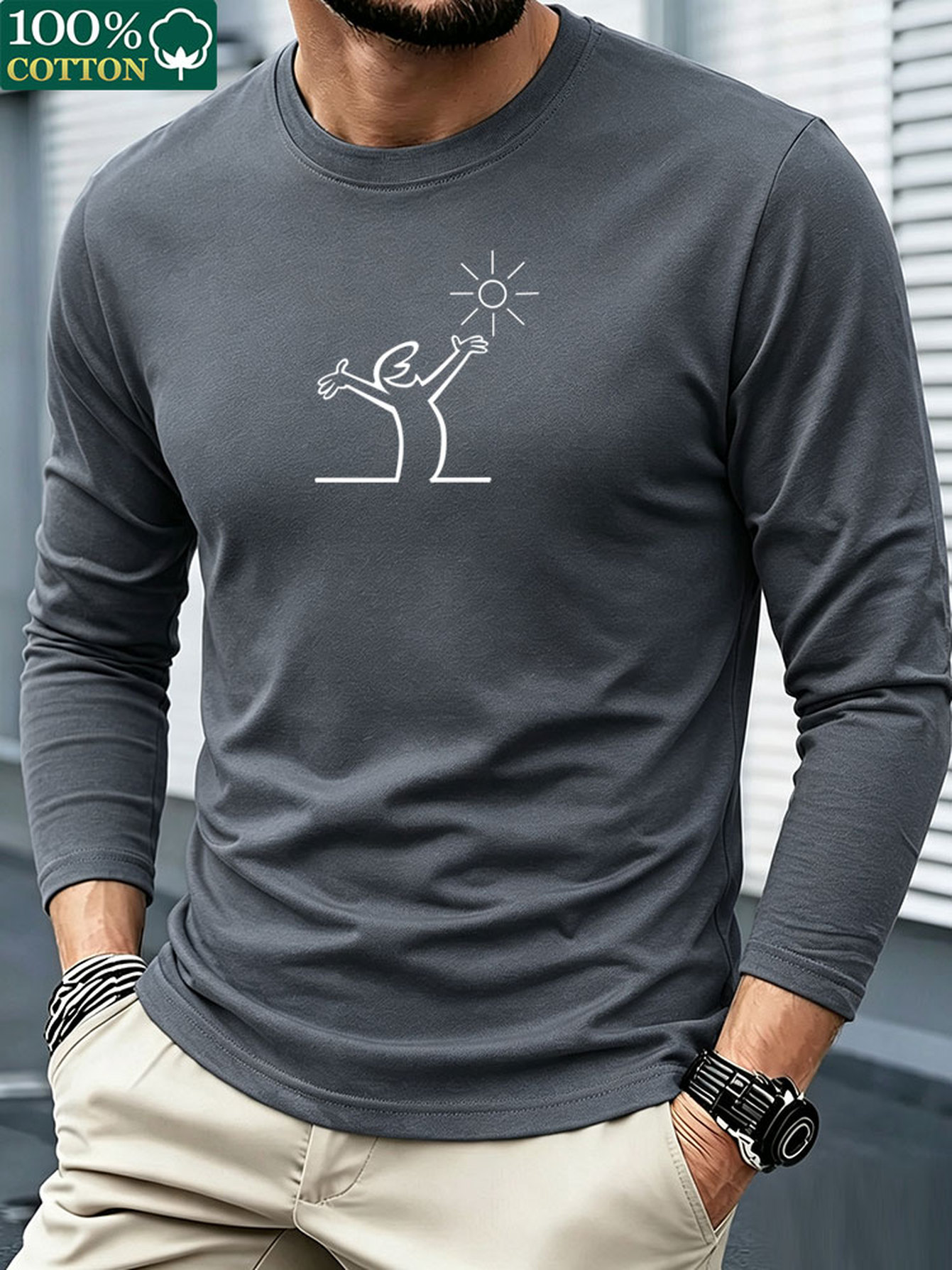 Men 100% Cotton Long Sleeve T  - Men'S Fashion T Shirts review and price