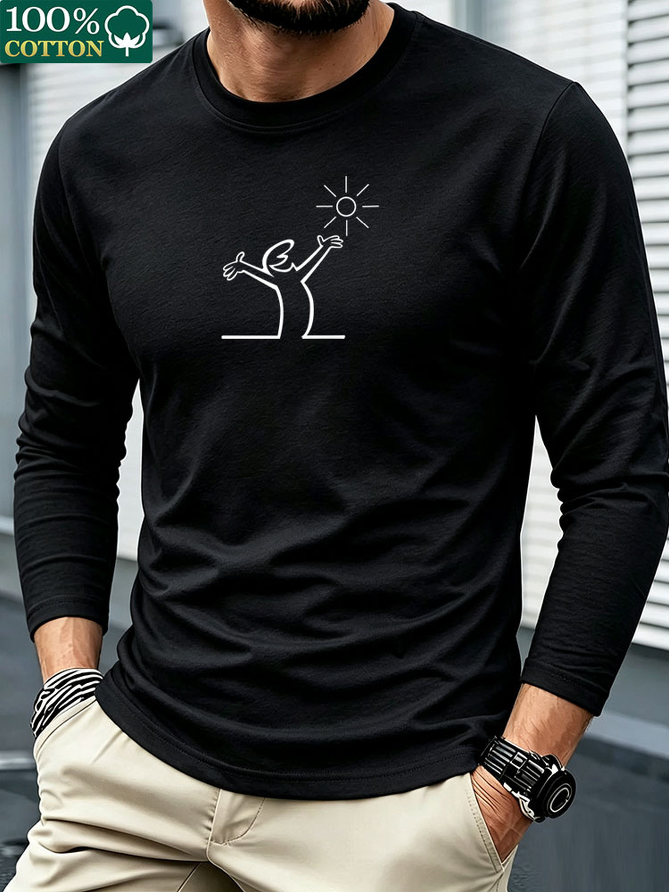 Men 100% Cotton Long Sleeve T  - Men'S Fashion T Shirts review and price
